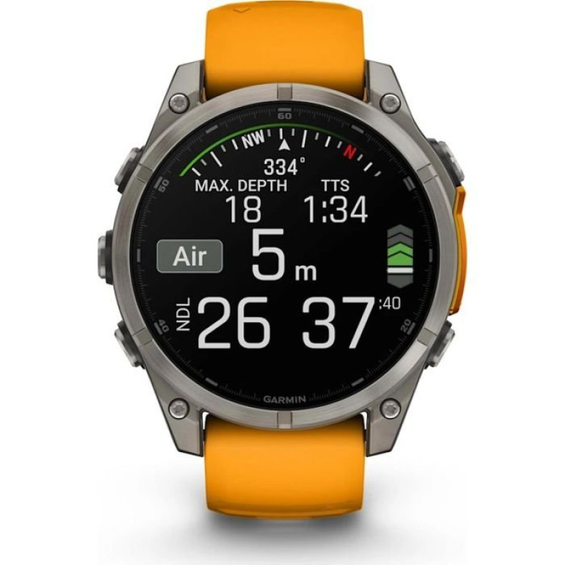 Смарт-годинник Garmin Fenix8 47mm AMOLED Sapphire Titanium w.Spark Orange/Graphite Silicone Band (010-02904-11)