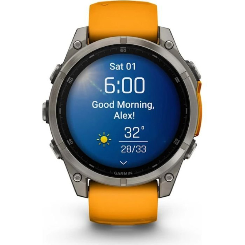 Смарт-годинник Garmin Fenix8 47mm AMOLED Sapphire Titanium w.Spark Orange/Graphite Silicone Band (010-02904-11)