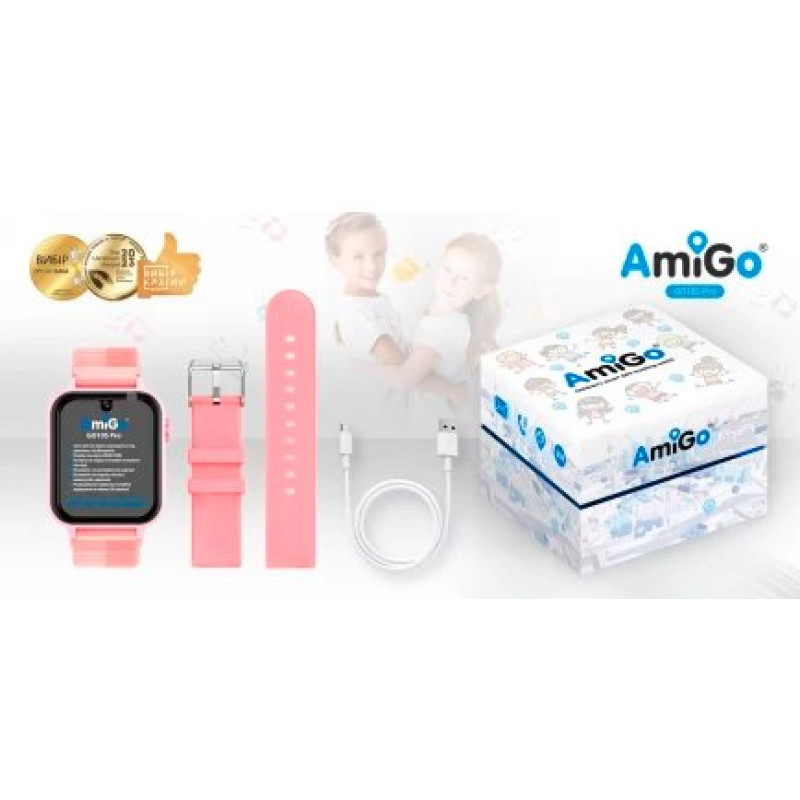 Дитячий смарт-годинник AmiGo GO10S Pro Wifi Pink