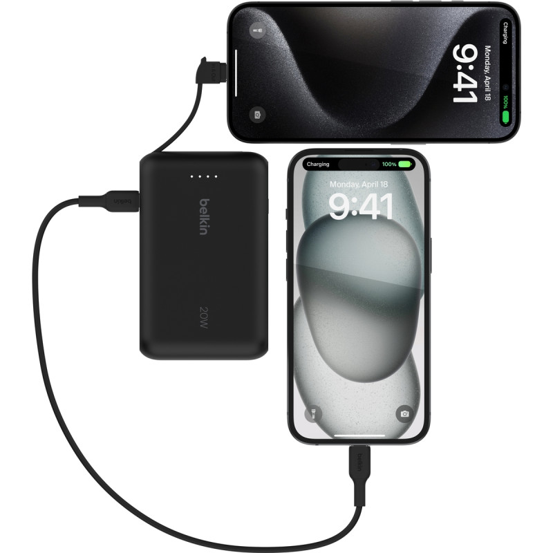 UMB Belkin Power Bank 10K з інтегрованим кабелем тип-C 10000mah 20W чорний (BPB021HQBK)