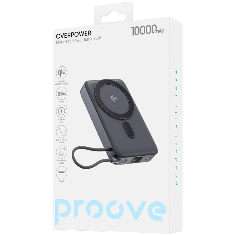 УМБ Proove OverPower 35W 10000mAh Qi2 Gray (PBOP35012105)