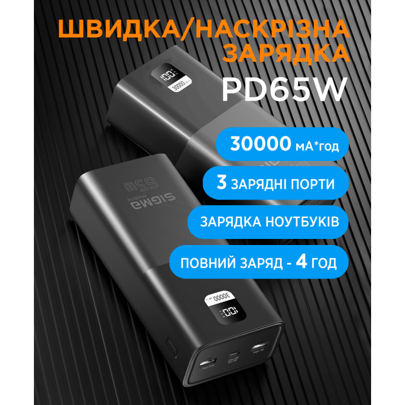 УМБ Sigma X-power SI30A6QLX 30000mAh PD 65W black