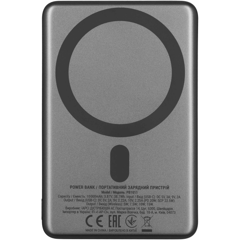 УМБ 2E Slim Wireless QI 10000мА·год 2E-PB1011-GREY