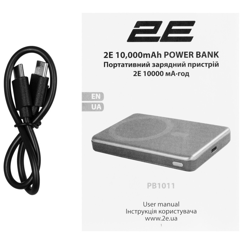 УМБ 2E Slim Wireless QI 10000мА·год 2E-PB1011-GREY