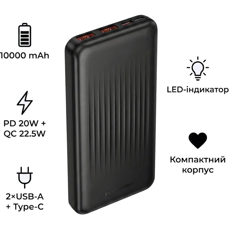 УМБ Borofone BJ80 10000 mAh 22.5W+PD20W Black