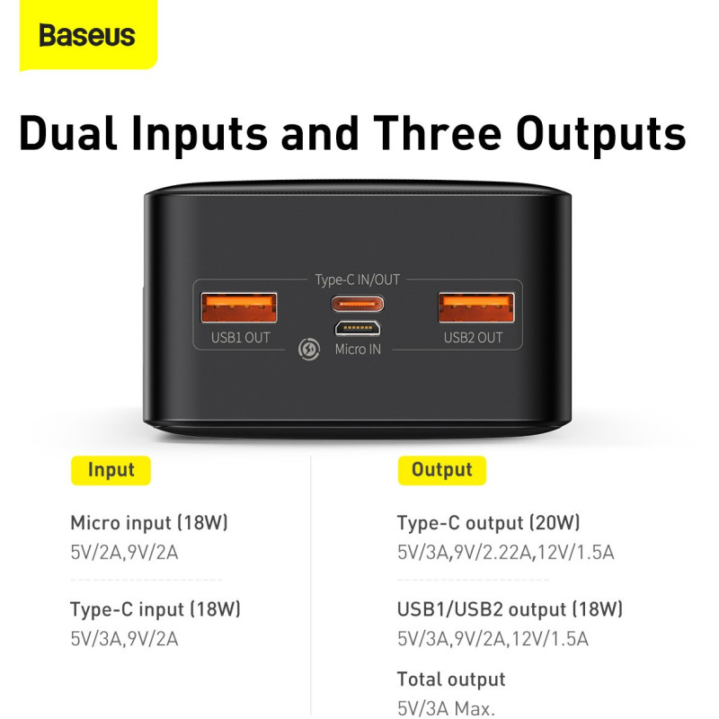 УМБ Baseus Bipow Digital Display Powerbank 20W 30000mAh Black (PPDML-N01)