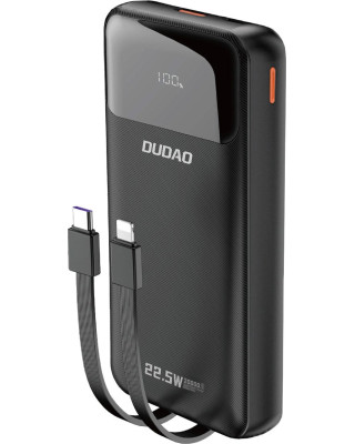 УМБ Dudao K15Pro 20000mAh PD/22.5W, QC, with built-in cables, Black (6977196682430)