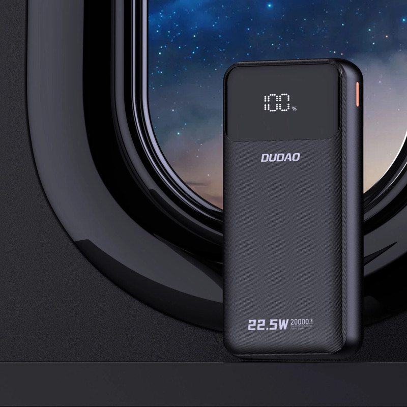 УМБ Dudao K15Pro 20000mAh PD/22.5W, QC, with built-in cables, Black (6977196682430)