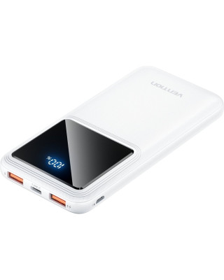 УМБ Vention 10000mAh 22.5W 3A PD, QC/3.0, LED Display, White (FHKW0)