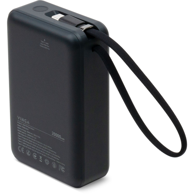 UMB VINGA 20 000 MAH 65W Дисплей USB-C Cable Grey (VPB2065C)