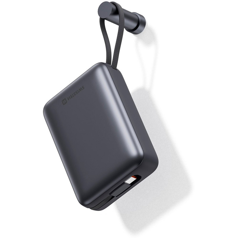 УМБ SWISSTEN 20000mAh SPACE 22/5W PD QC w/built-in cables USB-C/LIGHTNING Silver (8595217490598)
