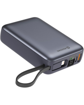 УМБ SWISSTEN 20000mAh SPACE 22/5W PD QC w/built-in cables USB-C/LIGHTNING Silver (8595217490598)