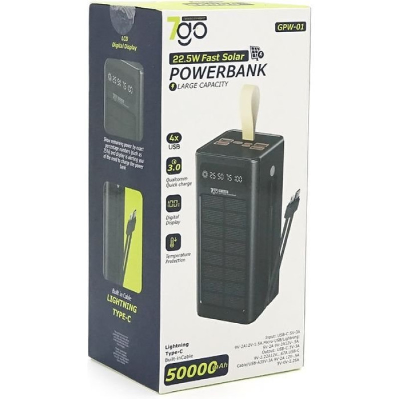 УМБ 7GO 50000mAh PD/22.5 Solar Black (GPW-01 / 45006)