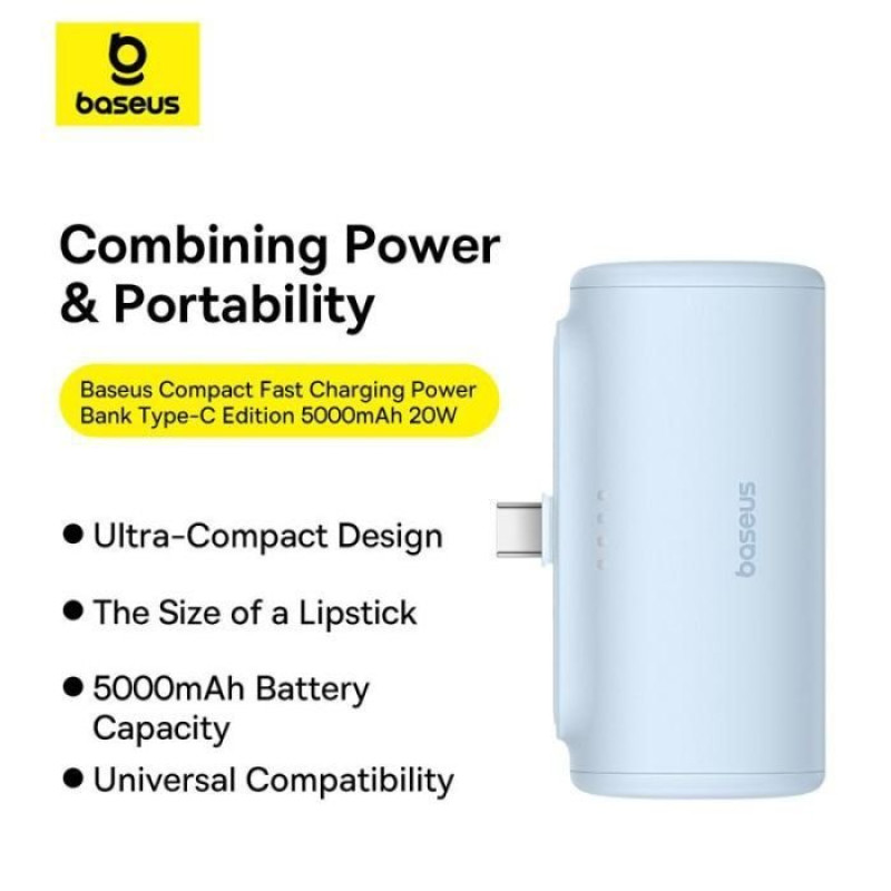 УМБ Baseus Compact 4900mAh 20W Type-C, White (PPWC05T) (P10068302212-00)