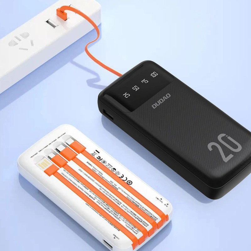 УМБ Dudao K6Pro+ 20000mAh 10W with USB-C/Lightning/MicroUSB/USB-A cables (6977196682393)