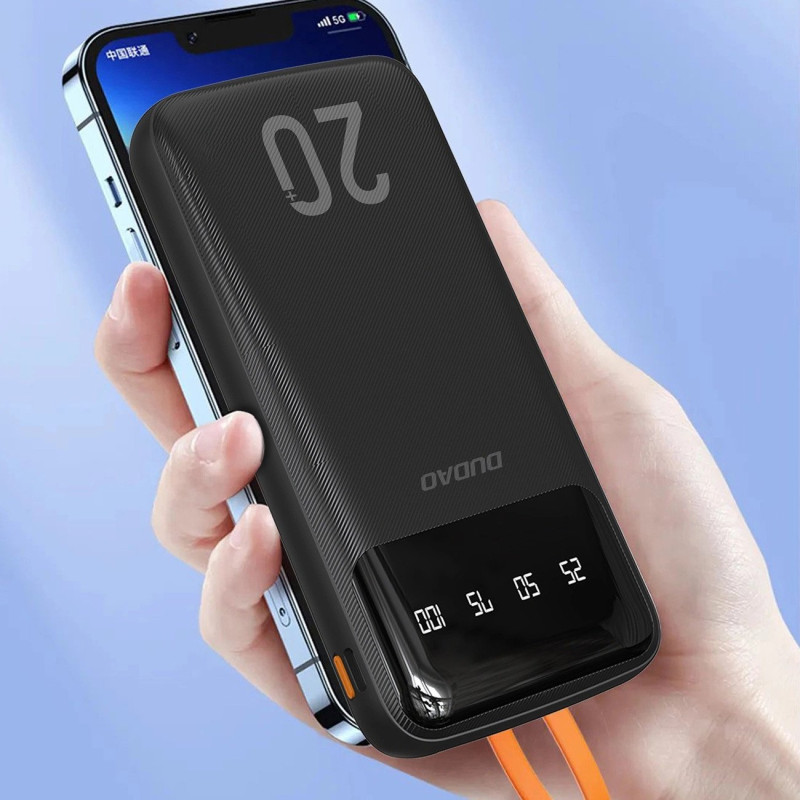 УМБ Dudao K6Pro+ 20000mAh 10W with USB-C/Lightning/MicroUSB/USB-A cables (6977196682393)