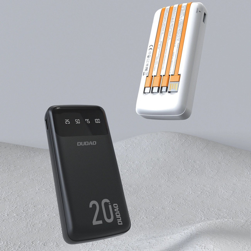 УМБ Dudao K6Pro+ 20000mAh 10W with USB-C/Lightning/MicroUSB/USB-A cables (6977196682393)