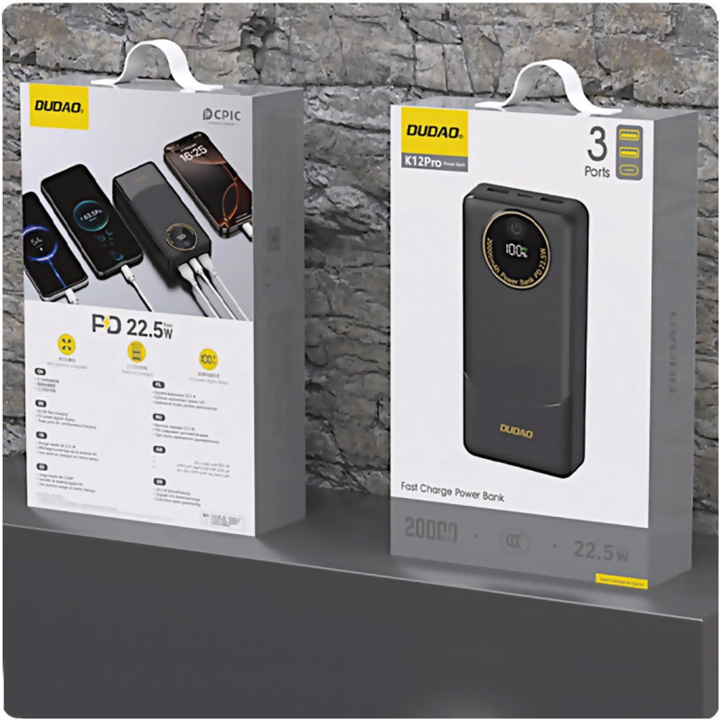 УМБ Dudao K12Pro 20000mAh 22.5W PD LED Cluster Black UA UCRF
