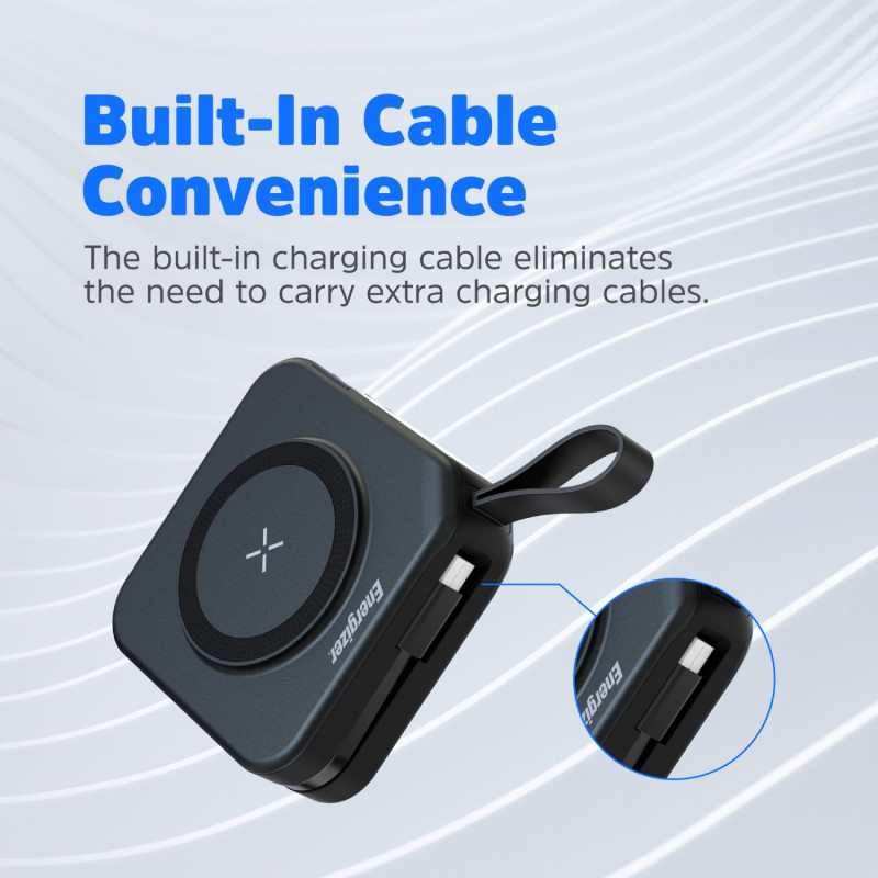 УМБ Energizer Magnetic Wireless 10000mAh 20W PD, AC зарядка, QI/15W, built-in USB-C (QM10001AC)