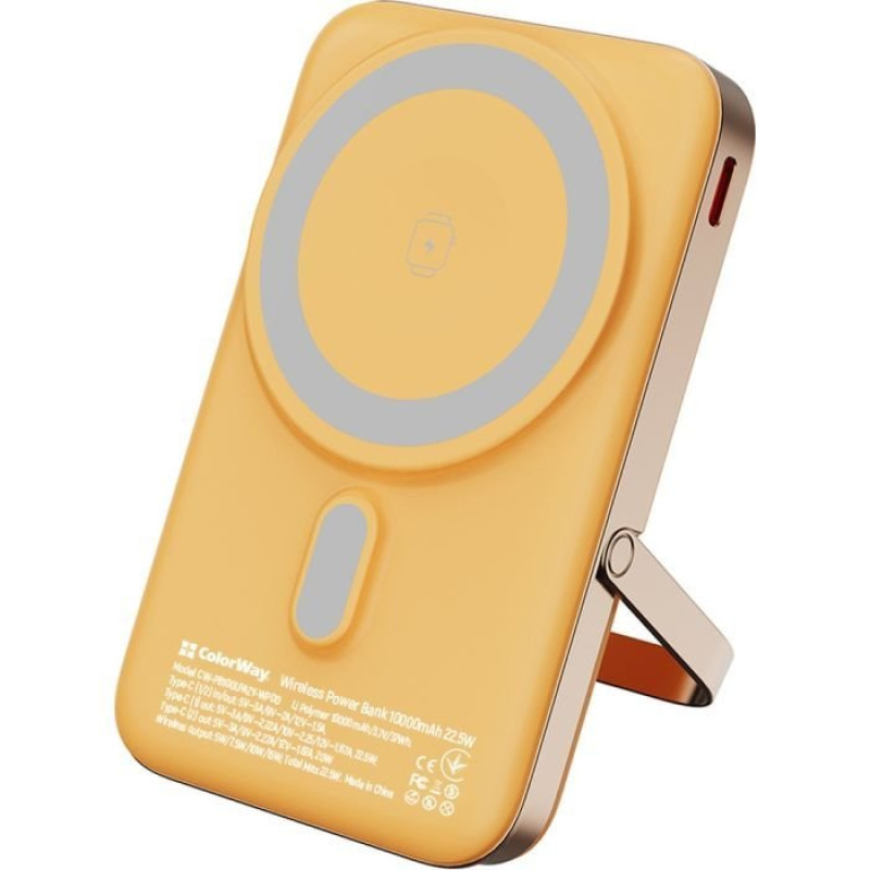 УМБ ColorWay 10000mAh 15W MagSafe & Watch Wireless Amber (USB-C PD 22.5W) (CW-PB100LPA2Y-WPDD)
