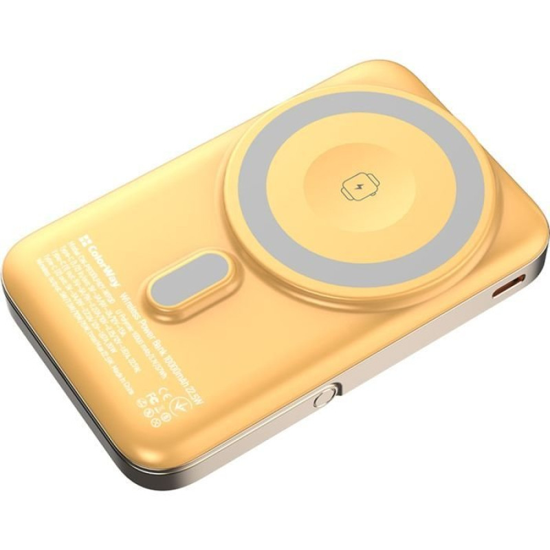 УМБ ColorWay 10000mAh 15W MagSafe & Watch Wireless Amber (USB-C PD 22.5W) (CW-PB100LPA2Y-WPDD)