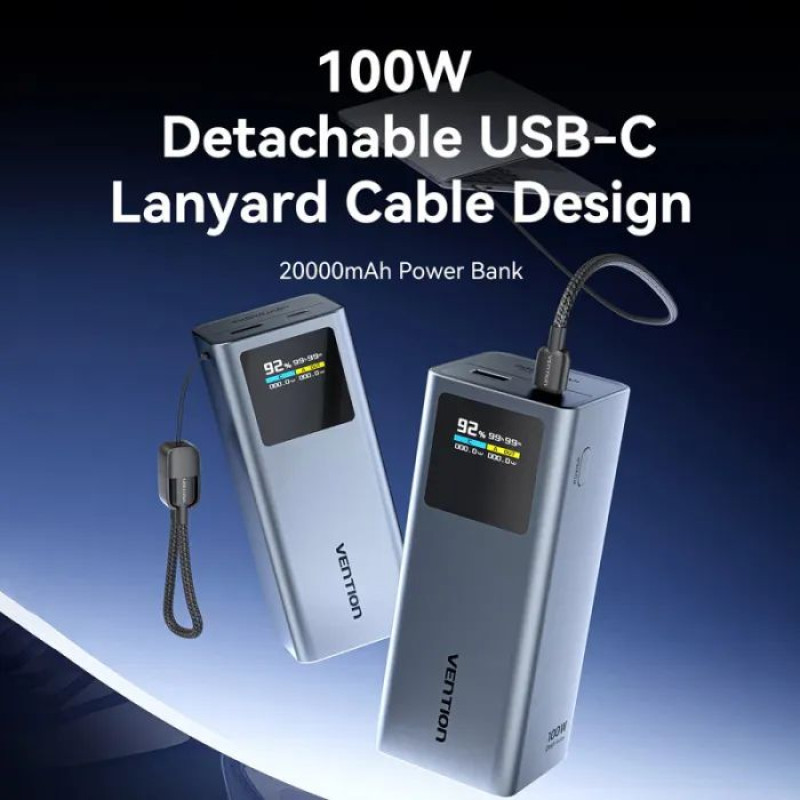 УМБ Vention 20000 mAh 100W Gray TFT Display Type (FKCH0)