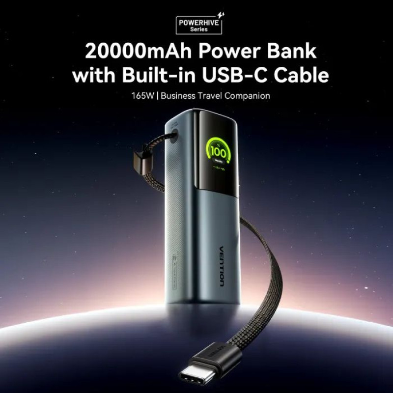 УМБ Vention 20000 mAh 165W Gray TFT Display Type (FKFH0)