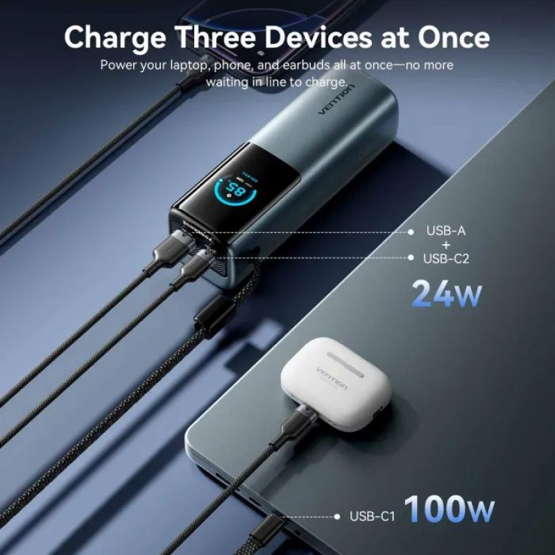 УМБ Vention 20000 mAh 165W Gray TFT Display Type (FKFH0)