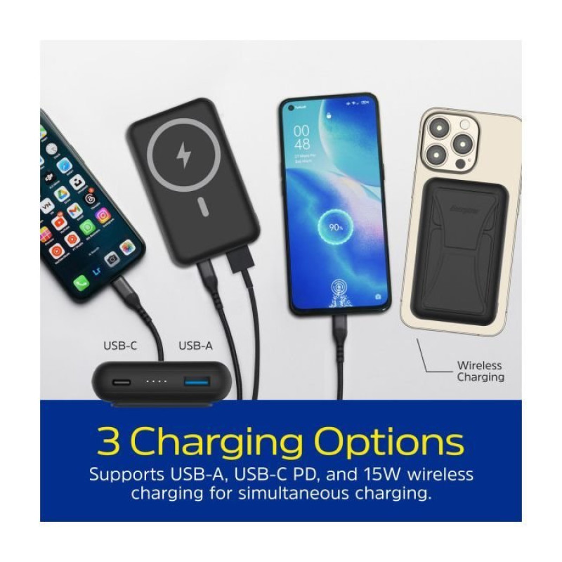 УМБ Energizer Magnetic Wireless 10000mAh 22.5W PD USB-A, USB-C In/Out, Black (QM10002PQ)