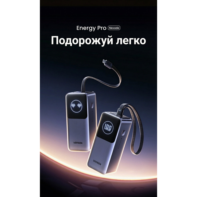УМБ Ugreen 20000mAh 130W Nexode Smart Display with Built-in Cable (PB723 55365B)