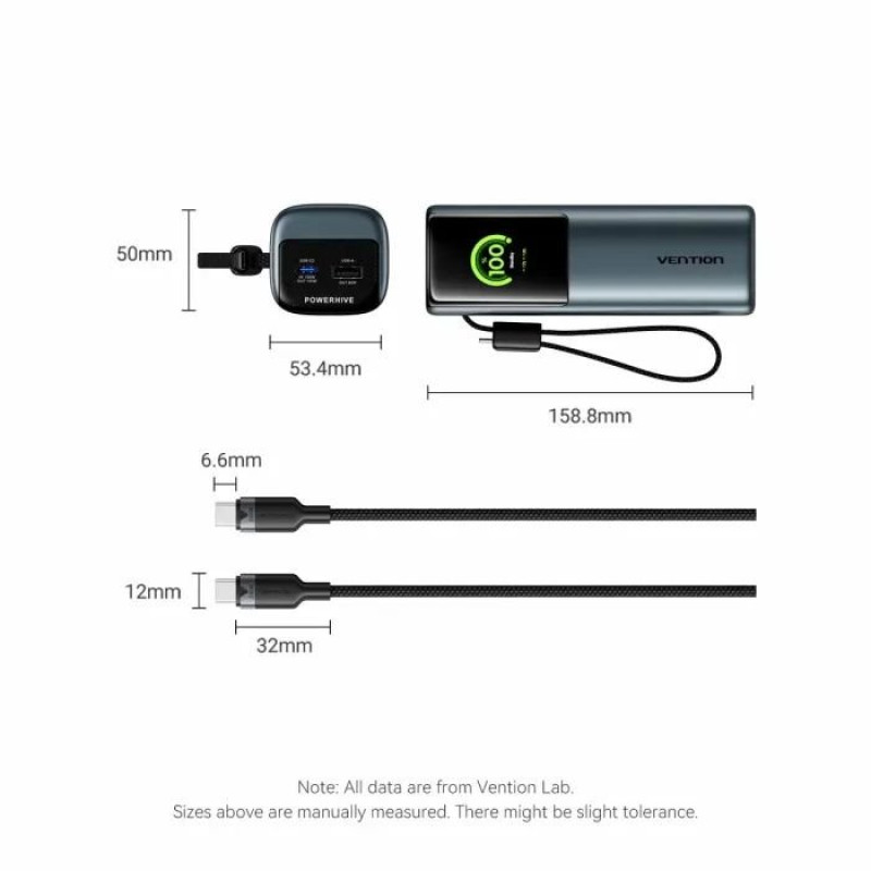 УМБ Vention 27000 mAh 200W Gray TFT Display Type (FKGH0)