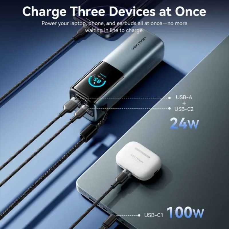 УМБ Vention 27000 mAh 200W Gray TFT Display Type (FKGH0)