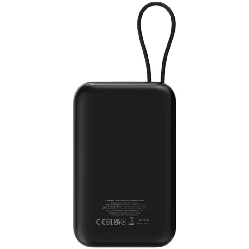 УМБ Canyon 10000mAh OnPower 101 PD/22.5W з'єднувальний кабель Black (CNS-CPB101BK)