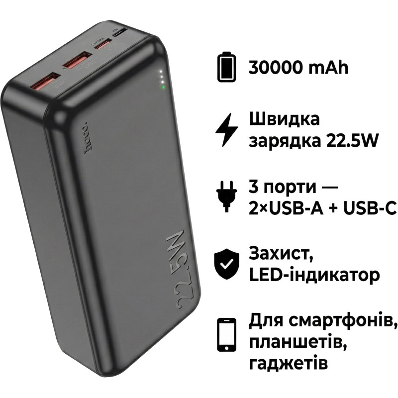 УМБ Hoco J101B Astute 30000mAh 22.5W Black