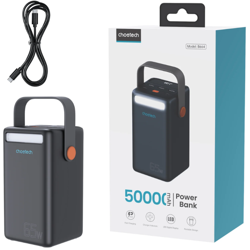 УМБ Акумулятор Choetech 50000mAh PD + QC 65W Power Bank Choetech 50000mAh PD + QC 65W