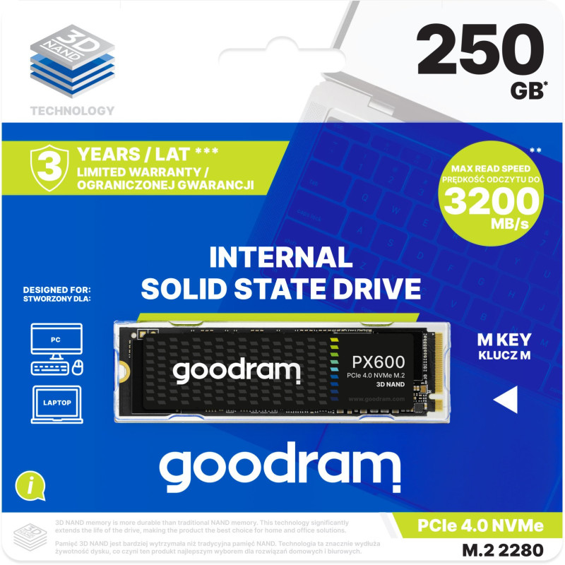 Накопичувач SSD GOODRAM PX600 2280 PCIe 4.0 x4 NVMe 250GB (SSDPR-PX600-250-80)