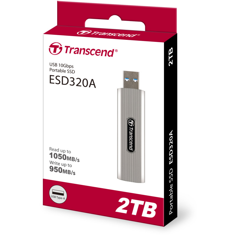 Накопичувач ssd TRANSCEND 2TB ESD320A, USB 10Gbps, Type-A, Silver (TS2TESD320A)