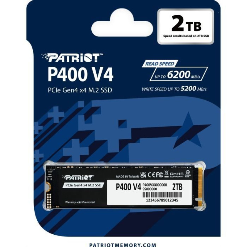 Накопичувач SSD Patriot 2TB P400 V4 M.2 2280 PCIe NVMe 4.0 x4 TLC (P400VP2TBM28H)