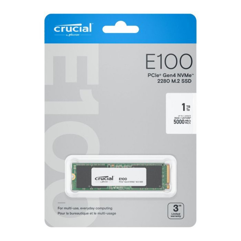 Накопичувач SSD Crucial E100 1TB M.2 2280 NVMe PCIe 4.0 x4 3D QLC NAND (CT1000E100SSD8)