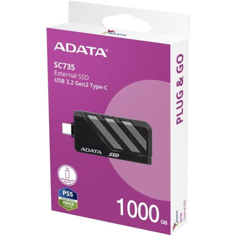 Накопичувач SSD ADATA USB 3.2 1TB SC735 (SC735-1000G-CCBK/GY)
