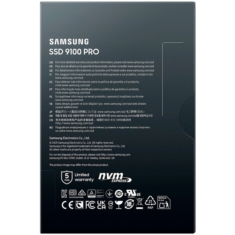 Накопичувач SSD Samsung 9100 PRO V-NAND TLC 2TB M.2 (2280 PCI-E) NVMe 2.0 (MZ-VAP2T0BW)