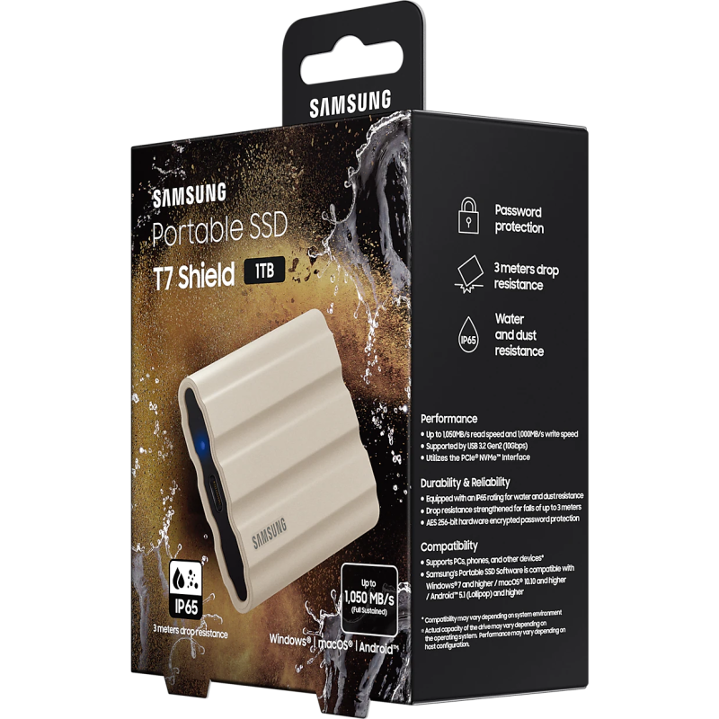 Накопичувач SSD Samsung USB 3.2 1TB T7 Shield (MU-PE1T0K/EU)