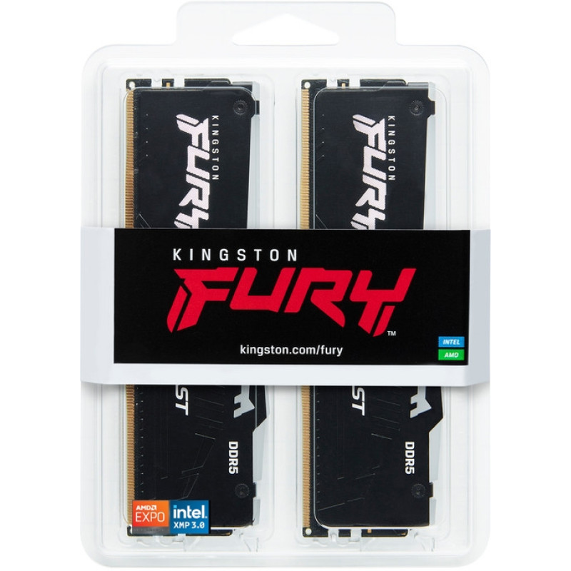 Модуль пам'яті Kingston DDR5 64GB KIT (32GBx2) 5200 FURY Beast RGB (KF552C40BB2AK2-64)
