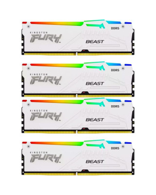 Модуль пам'яті Kingston DDR5 128GB (4x32GB) 5600 MHz FURY Beast RGB White Fury (ex.HyperX) (KF556C40BWAK4-128)