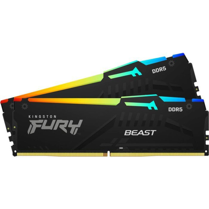 Модуль пам'яті Kingston DDR5 64GB KIT (32GBx2) 6000 FURY Beast RGB (KF560C36BBE2AK2-64)