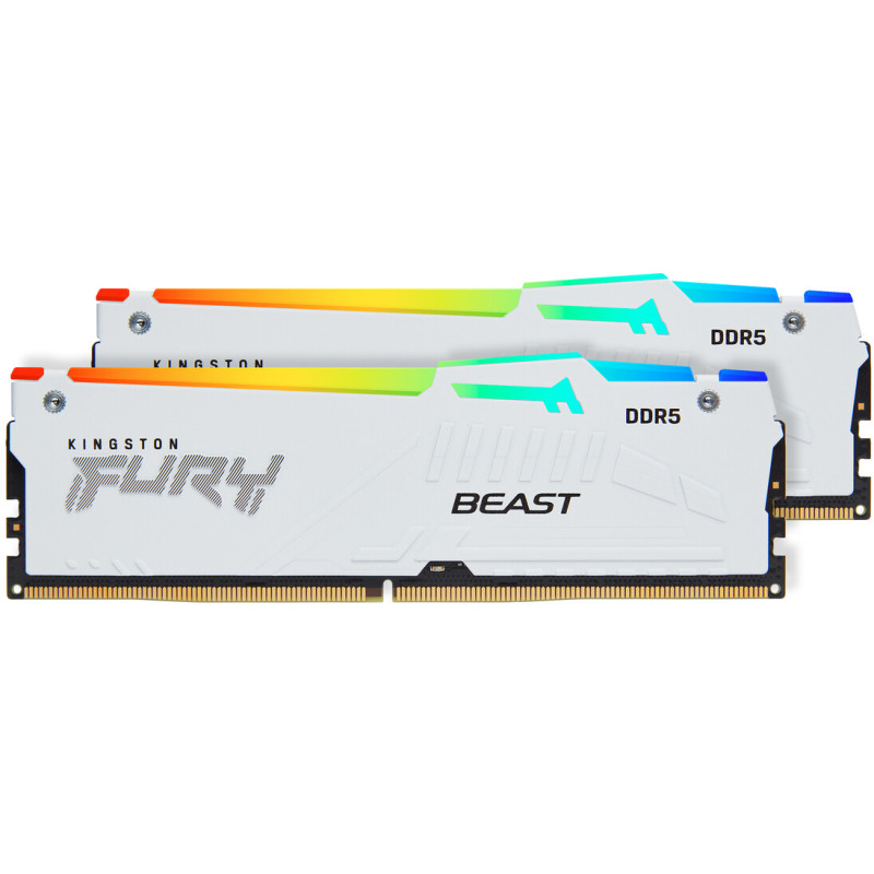 Модуль пам'яті Kingston DDR5 32GB (2x16GB) 5600 MHz FURY Beast White RGB Fury (ex.HyperX) (KF556C40BWAK2-32)