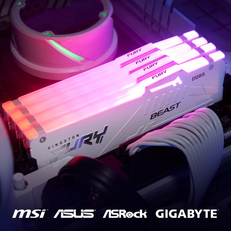 Модуль пам'яті Kingston Fury Beast DDR5-6400 RGB 32768MB PC5-51200 White (KF564C32BWEA-32)