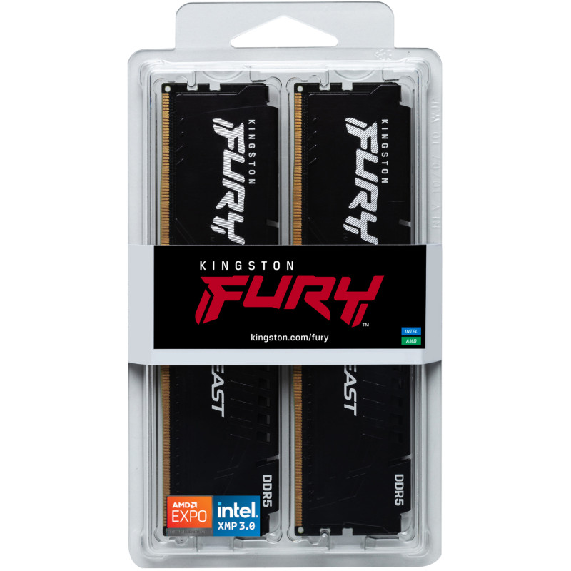 Модуль пам'яті Kingston DDR5 2x32GB/5600 Fury Beast Black (KF556C36BBE2K2-64)