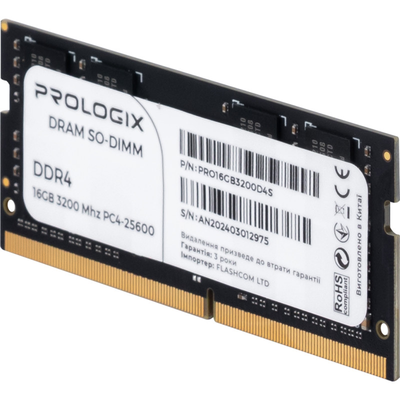 Модуль пам'яті Prologix SO-DIMM 16GB/3200 DDR4 (PRO16GB3200D4S)