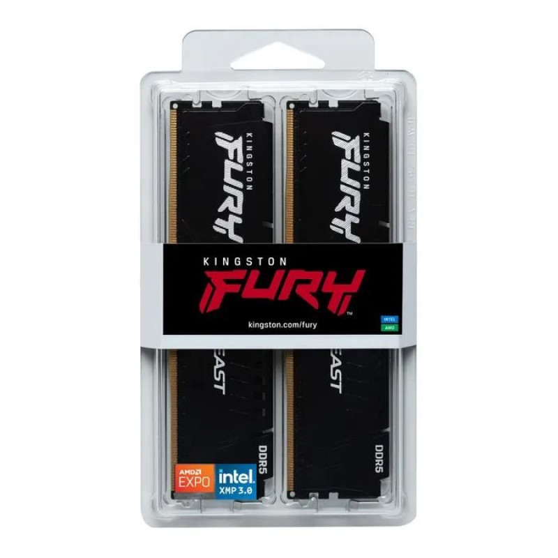 Модуль пам'яті Kingston DDR5 64GB (2x32GB) 5200MHz Beast Black Fury (ex.HyperX) (KF552C40BB2K2-64)